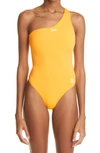Off-white Logo One Shoulder One Piece Swimsuit In Orange White