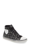 Saint Laurent Tweed High-top Sneakers In Black