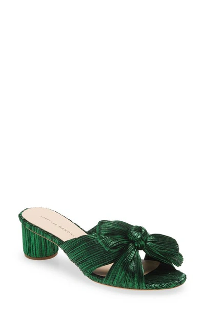 Loeffler Randall Emilia Pleated Knot Slide Sandals In Green