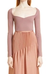 Shop Vince Sweetheart Neck Knit Top In Beet Root