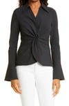 Cinq À Sept Mckenna Super Stretch Twisted-front Top In Black