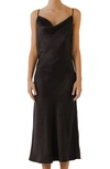Endless Rose Satin Midi Dress In Black