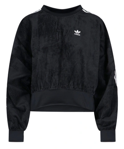 Adidas Originals Classic Crewneck Velvet Sweatshirt In Black