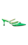 Mach&mach Diamond Of Elizabeth 65 Embellished Neon Pvc And Patent-leather Mules In Green