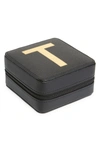 Nordstrom Initial Square Jewelry Box In T- Black- Gold