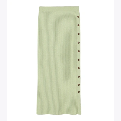 Tory Burch Lurex Stripe Knit Skirt In Clear Mint