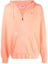 Wtaps Logo-embroidered Zip-up Hoodie In Orange