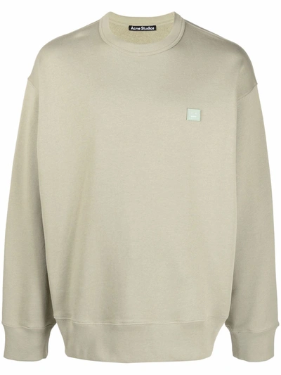 Acne Studios Face-patch Crew Neck Sweatshirt In Grün