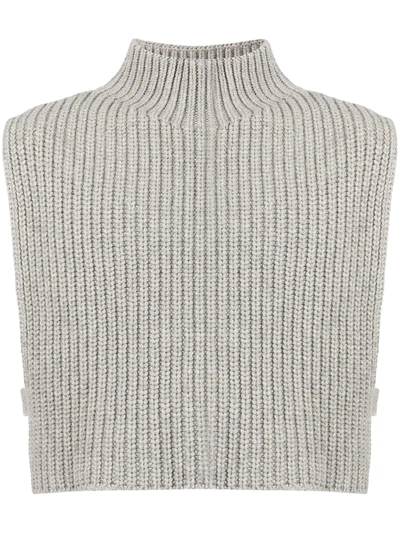 Jil Sander Ribbed-knit Waistcoat In Grau
