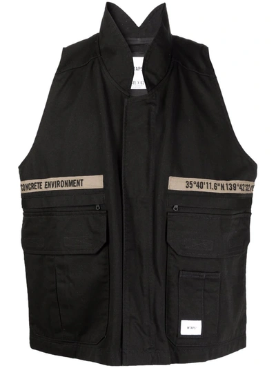 Wtaps Rep Stand-up Collar Gilet In Black