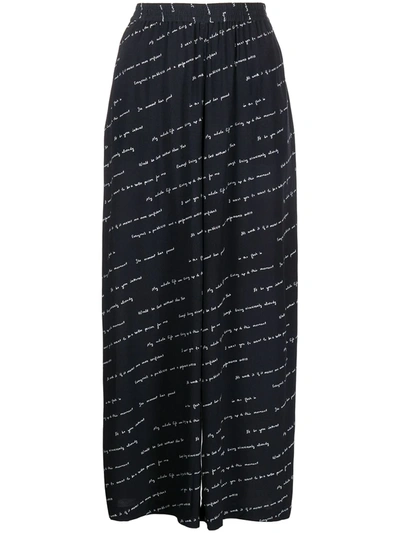 Rosetta Getty Slogan-print Silk Trousers In Black