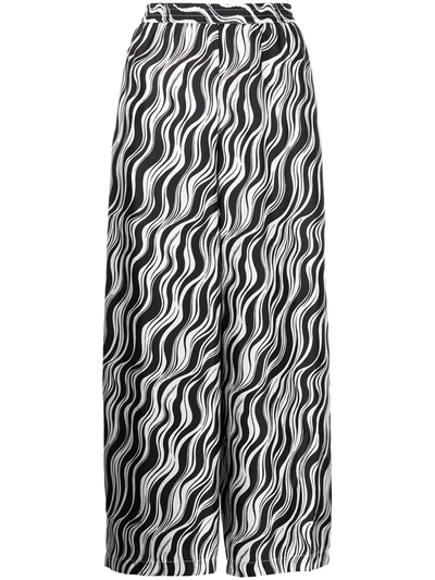 Rosetta Getty Wave-print Cropped Trousers In Black