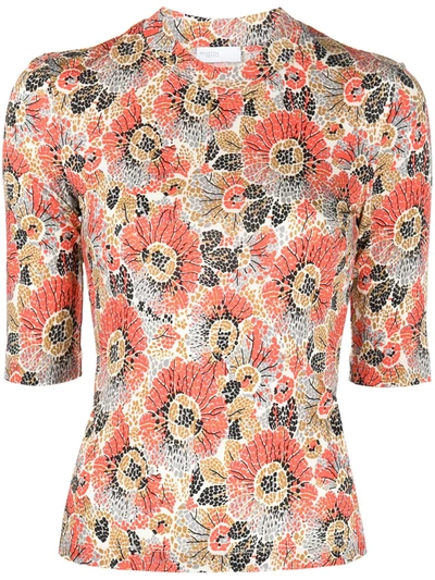 Rosetta Getty Cropped Mosaic Floral T-shirt In Multicolour