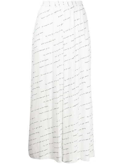 Rosetta Getty Slogan-print Silk Trousers In White