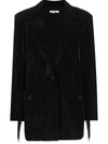 Re/done Fringe-trimmed Suede Jacket In Black