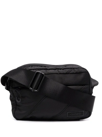 Ganni Recycled Tech Fabric Festival Cross-body Bag In Black