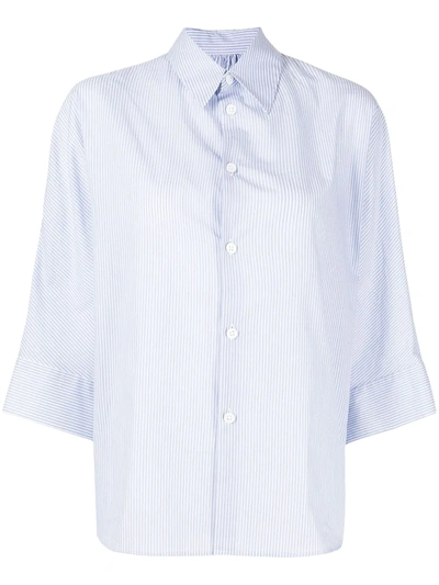 Y's Striped Box-cut Shirt In Blue