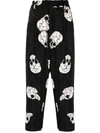 Y'S SKULL-PRINT TAPERED TROUSERS