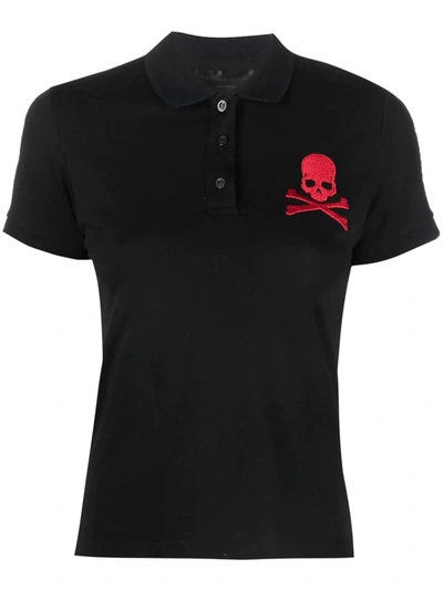 Philipp Plein Skull-patch Polo Shirt In Black