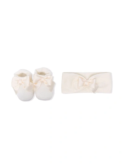 Story Loris Babies' Headband & Booties Set In White