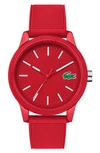 Lacoste Men's 12.12 Red Silicone Strap Watch 42mm Women's Shoes In Red