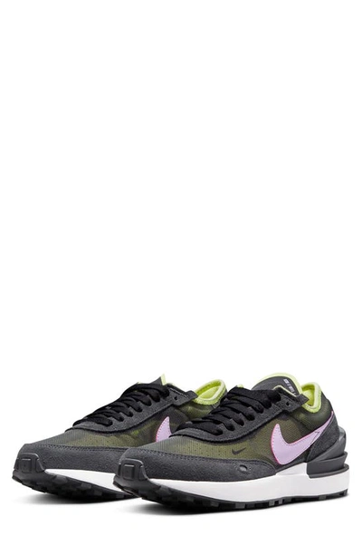 Nike Kids' Waffle One Trainer In Off Noir/ Lilac/ Yellow