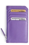 ROYCE NEW YORK ZIP LEATHER CARD CASE,169-PURPLE-5