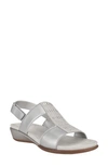 Easy Spirit Women's Hazel Open Toe Slingback Casual Sandals In Silver/ Silver Leather