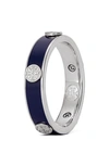 Tory Burch Tory Buch Miller Stud Enamel Ring In Tory Silver / Tory Navy