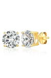 Crislu Zirconia Stud Earrings In 18kt Yellow Gold