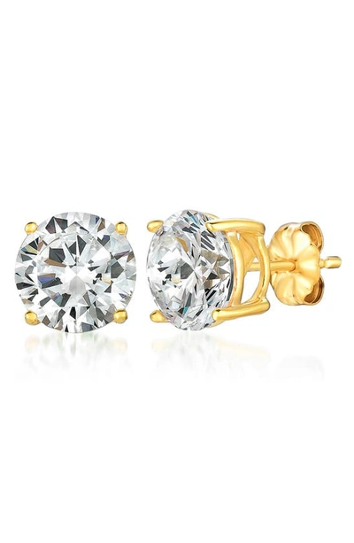 Crislu Zirconia Stud Earrings In 18kt Yellow Gold