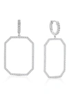 Crislu Rectangle Huggie Hoop Earrings In Silver