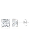 Crislu Cubic Zirconia Square Stud Earrings In Platinum