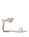 JANET & JANET JANET & JANET WOMAN SANDALS WHITE SIZE 7 SOFT LEATHER, TEXTILE FIBERS,17152073BO 3