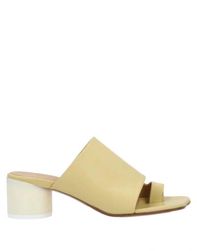 Mm6 Maison Margiela Woman Thong Sandal Yellow Size 9 Soft Leather
