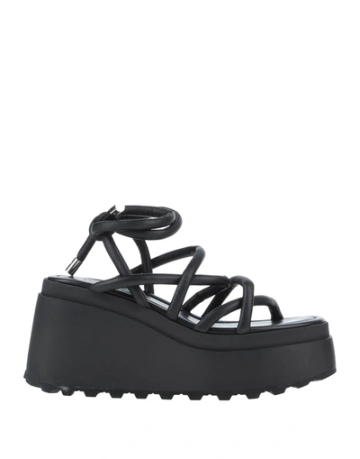 Vic Matie Mignon Sandals On Rubber Wedge In Black