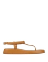 Gia Couture Toe Strap Sandals In Beige