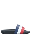 Moncler Embossed-logo Striped Flip Flops In Blue