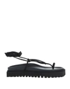 Attico Laxe-up Thong Sandals In Black Leather