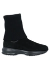 Hogan Interactive Sole Suede Ankle-boots In Black