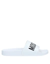 Moschino White Logo Pool Slides In White