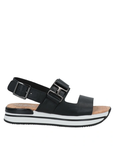 HOGAN HOGAN WOMAN SANDALS BLACK SIZE 7 SOFT LEATHER,17157156HG 6