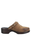Re/done Woman Mules & Clogs Khaki Size 10 Soft Leather