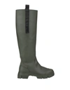 Ganni Khaki Recycled Rubber Country Boots In Green