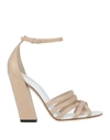 Burberry Toe Strap Sandals In Beige