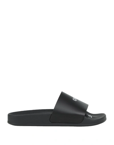 Off-white Rubber Slides For Left And Right In Black