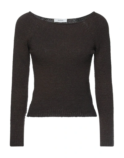 Alpha Studio Sweaters In Brown