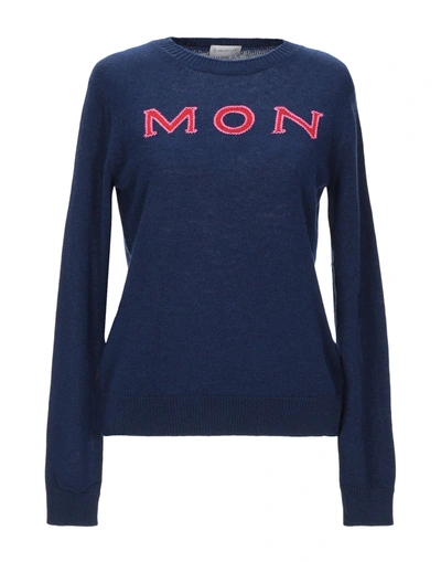 Moncler Sweaters In Dark Blue