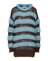 Moncler Striped Mohair Oversized Sweater In Blue