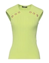 Balmain Button Pointelle Knit Top In Light Green